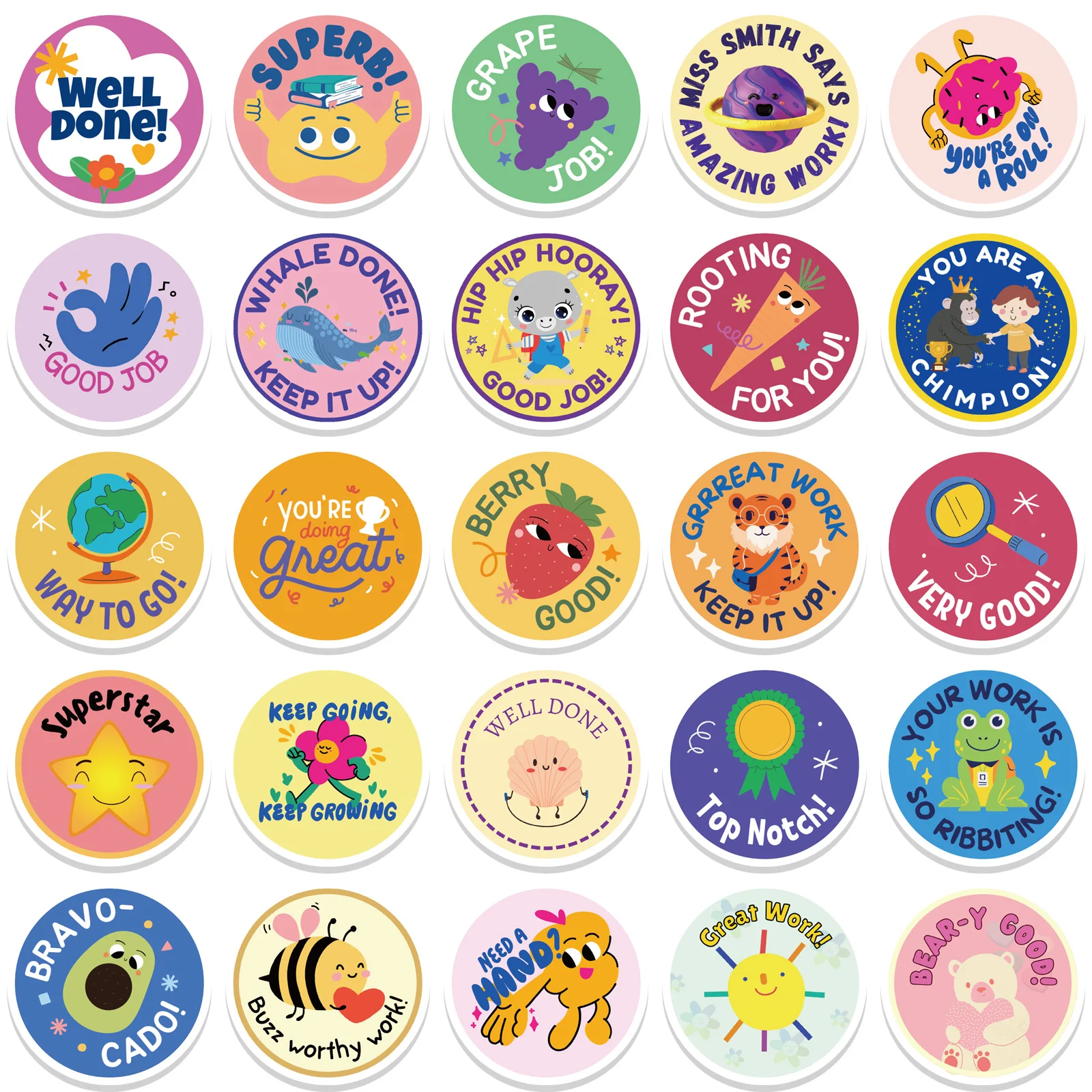 50pcs Cute Reward Stickers with Word Motivational Stickers for School Teacher Kids Student Stationery Stickers Kids