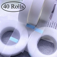 40 rollos de cinta de pestañas de PE, cinta adhesiva transparente de tela transpirable para suministro de extensión de pestañas, cinta microporosa fácil de rasgar