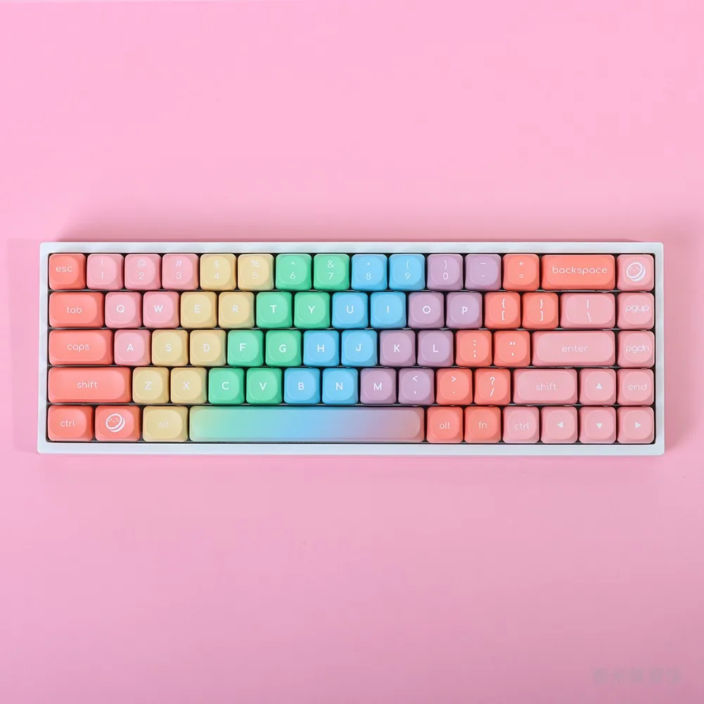 Gradient Candy Color Keycaps 5-sided Dye Sub MOA Profile 133 keys Thickened PBT Keycap Set  For mechanical keyboard 60% 75% 87%