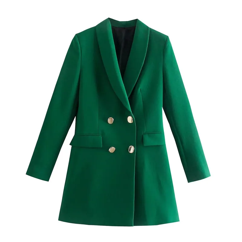 2023 Spring Autumn New Women High-End Double-Breasted Suit Coat Temperament Pure Color Slim Fit Casual Versatile Long Outerwear