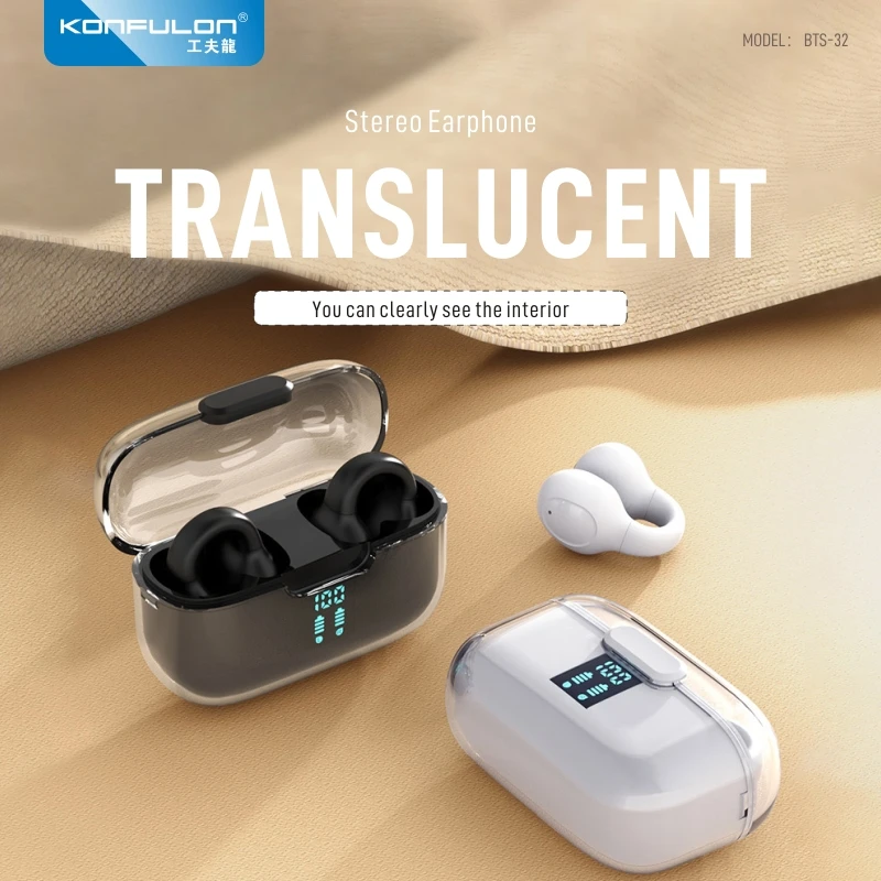 

KONFULON полупрозрачные беспроводные Bluetooth-наушники, серьги, наушники, водонепроницаемые спортивные наушники-вкладыши, гарнитура с микрофоном