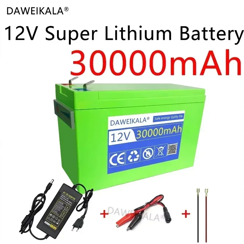 NEW 12V Battery 30Ah Built-In High Current 30A BMS 18650 Lithium Battery Pack For Electric Vehicle Battery 12.6V Charger