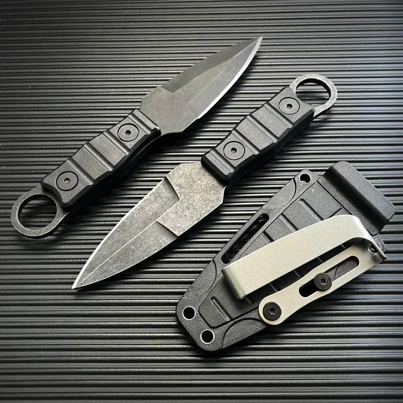 2024 new outdoor camping small straight knife self-defense survival portable edc knife with K sheath multi-purpose fixed knife