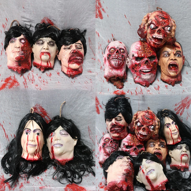 

Декоративная подвесная голова-череп из латекса и смолы для Хэллоуина, украшение для вечеринок, реквизит для Хэллоуина