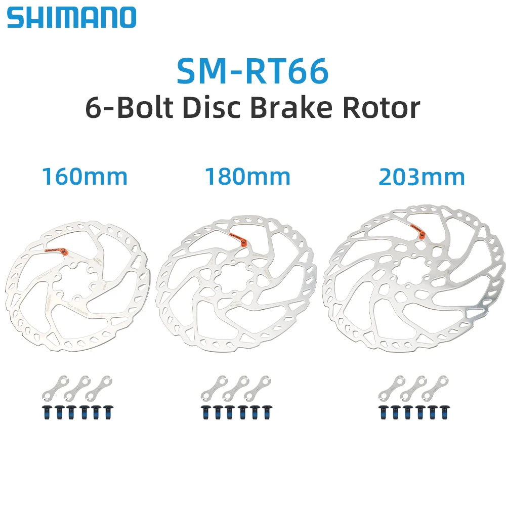 

Велосипедные дисковые тормозные роторы Shimano MTB Deore SLX SM RT66, 6 болтов, дисковый тормозной ротор 160 мм, 180 мм, 203 мм, 6 болтов