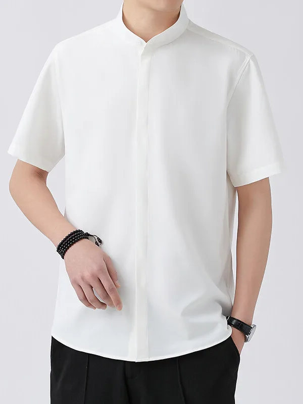 

Мужская футболка Cavall Wolf с коротким рукавом, летняя, из охлаждающего ледяного шелка, с воротником-стойкой, модная, городская, дышащая, приталенного кроя