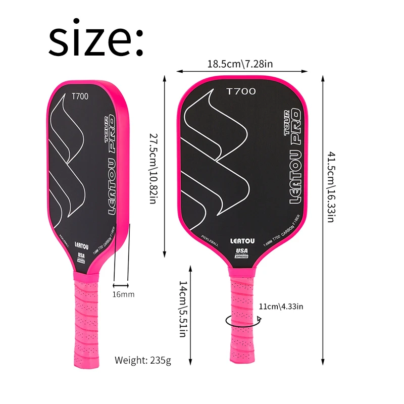 مجاديف كرة المخلل T700 من ألياف الكربون سطح بلوري مضارب كرة المخلل قبضة مانعة للانزلاق معتمدة من USAPA مجداف كرة المخلل جديد #3