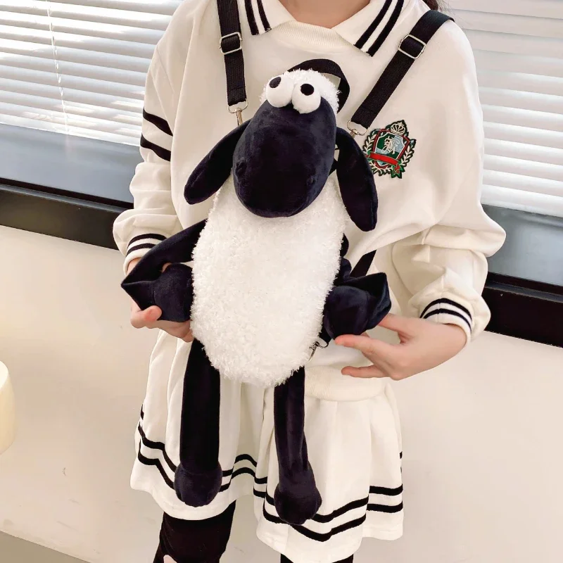 MINISO Shaun The Sheep Plush Backpack Cute Cartoon Doll Knapsack Carried on One Shoulder Holiday Gifts Toy Anime Peripherals