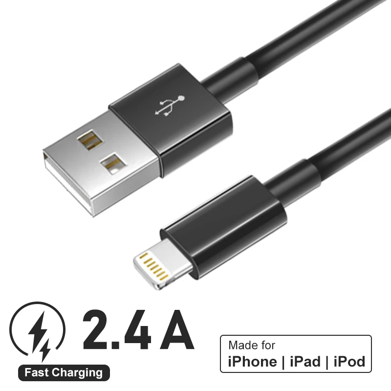 كابل شحن آمن معتمد 2.4A MFi لهاتف Iphone 14 Plus 13 Pro Max 12 11 XR XS USB إلى Lightning Fast Charger Data Line 2M