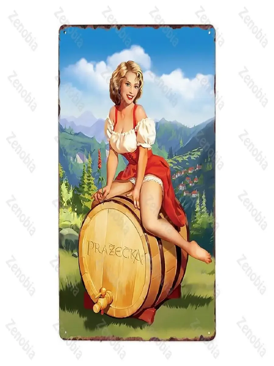 Vintage PinUp Girl Metal Sign  Good Beer Plaque for Bar Pub Club Cafe  Retro Garage Wall Decor  Tin Plate Posters for Home Man C