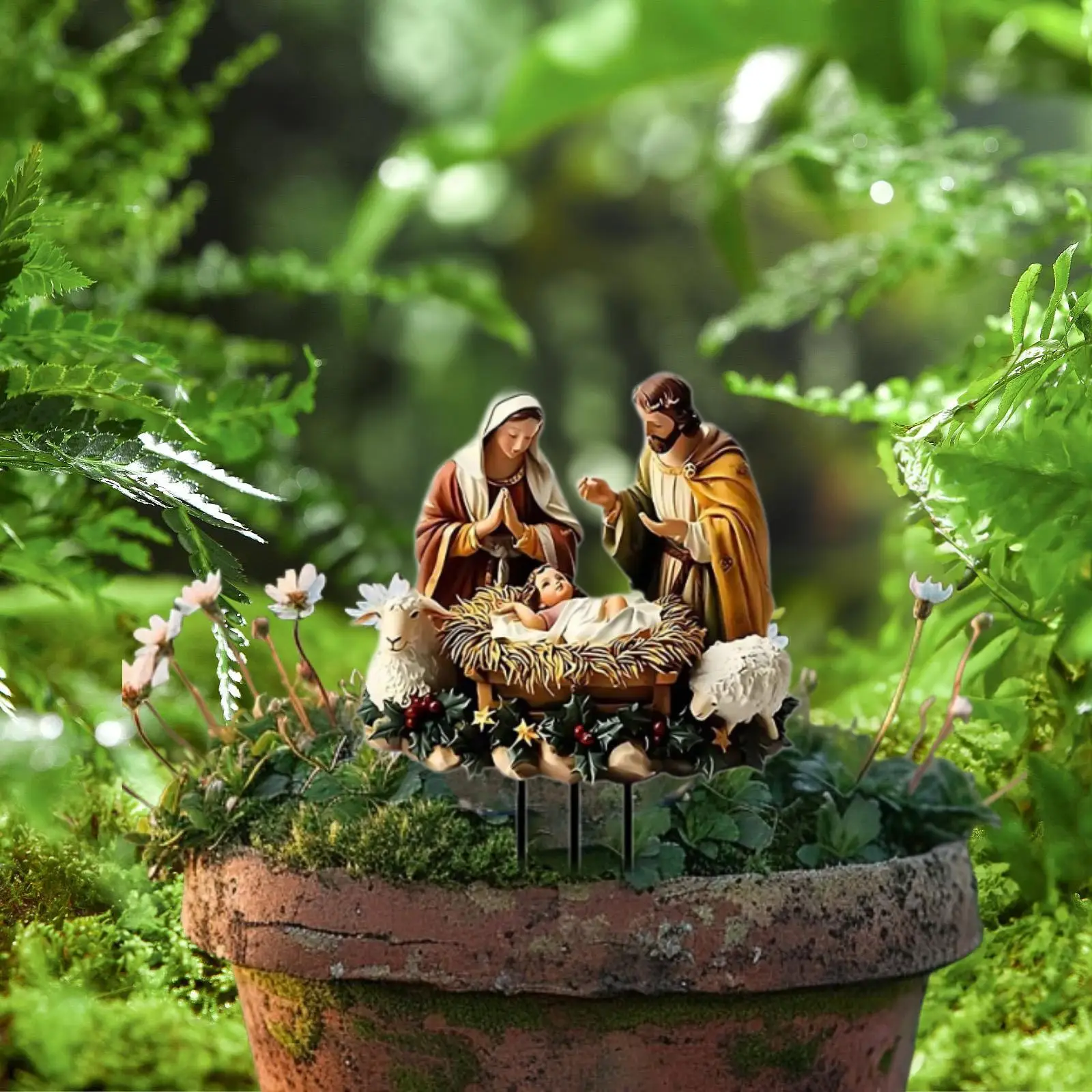 Jesus Birth Yard Signs,Jesus Birth Yard Stake,Garden Accessories,Lawn Sign