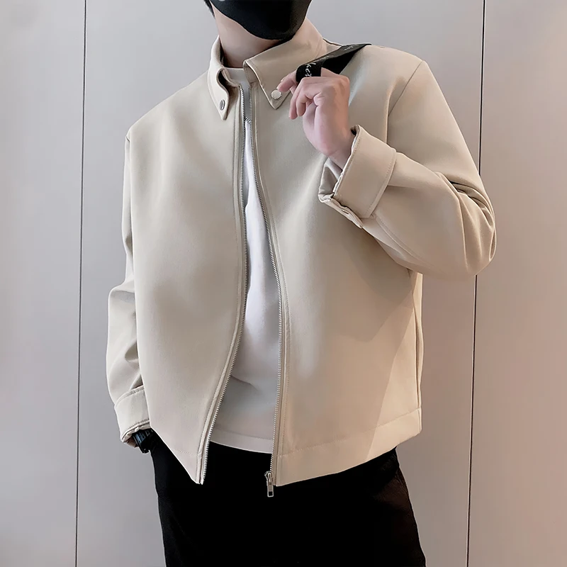 

Autumn Bomber Stand Collar Jacket Men's Casual Business Short Jacket Solid Color Versatile Streetwear Loose Windproof Coats 2025