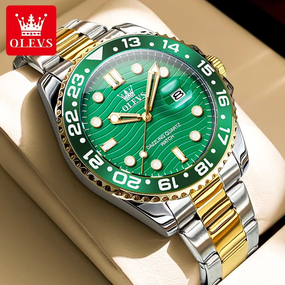 OLEVS 3610 Diving Watches for Men Luxury Top Brand Original Quartz Men's Wristwatch Auto Date Waterproof Luminous Hand Clock image 3