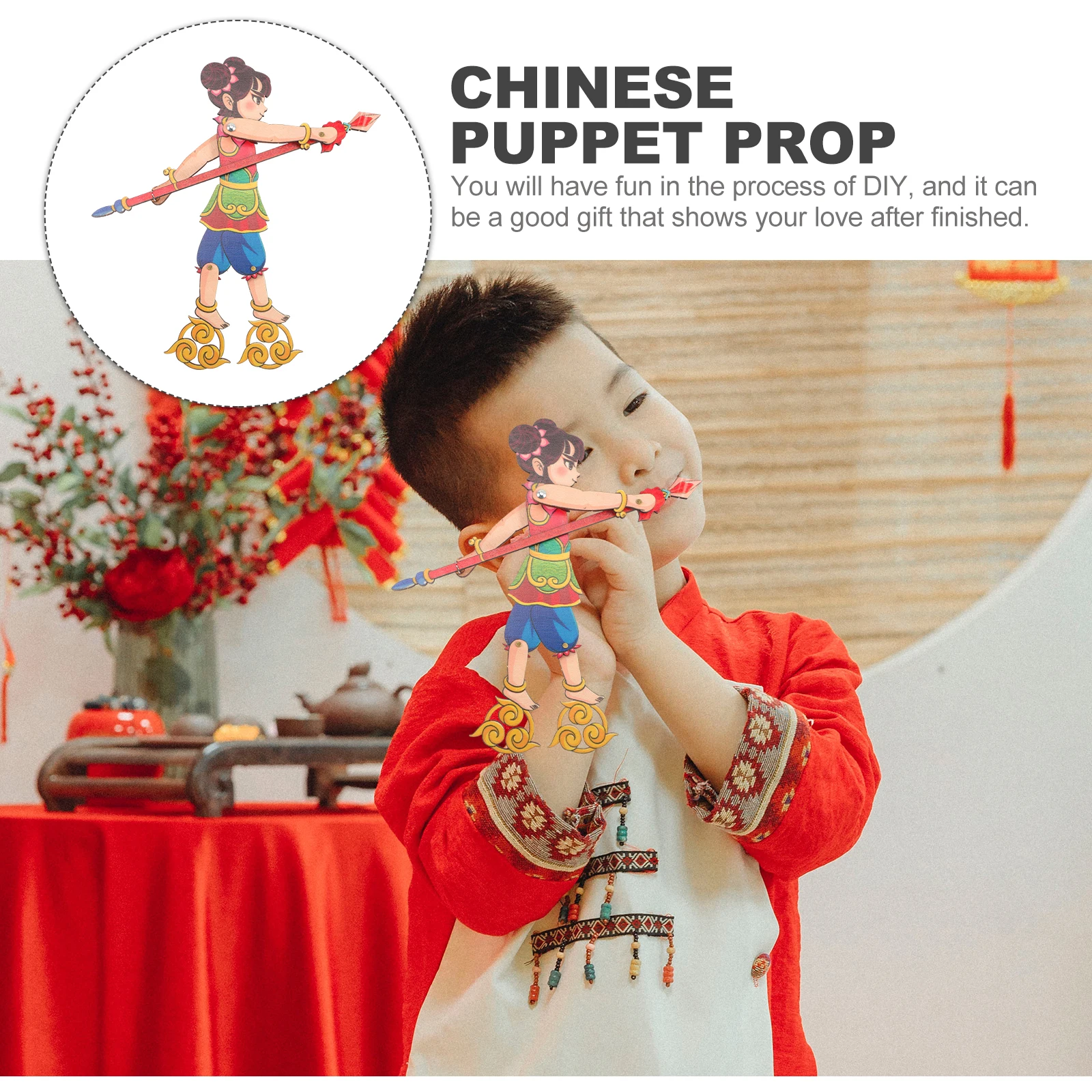

12pcs To The West Shadow Wood Kids Chinese Handmade Plaything Safe Early Education Stage Performance Prop