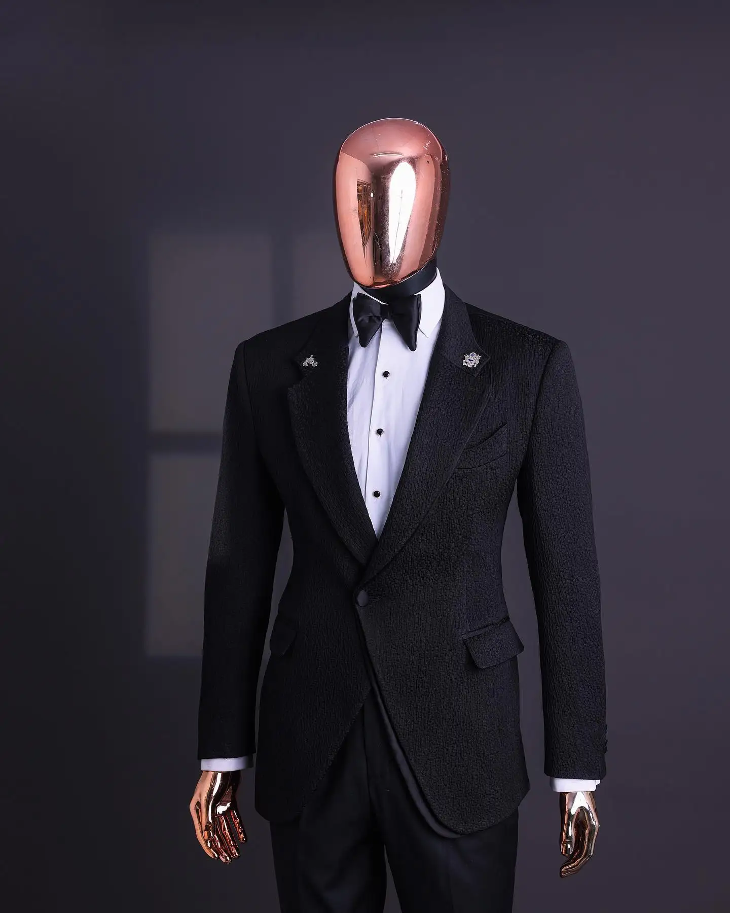 Black Men's Suits Tailored 2 Pieces Jacquard Blazer Pants One Button Peaked Lapel Wedding Formal Work Wear Customized Plus Size