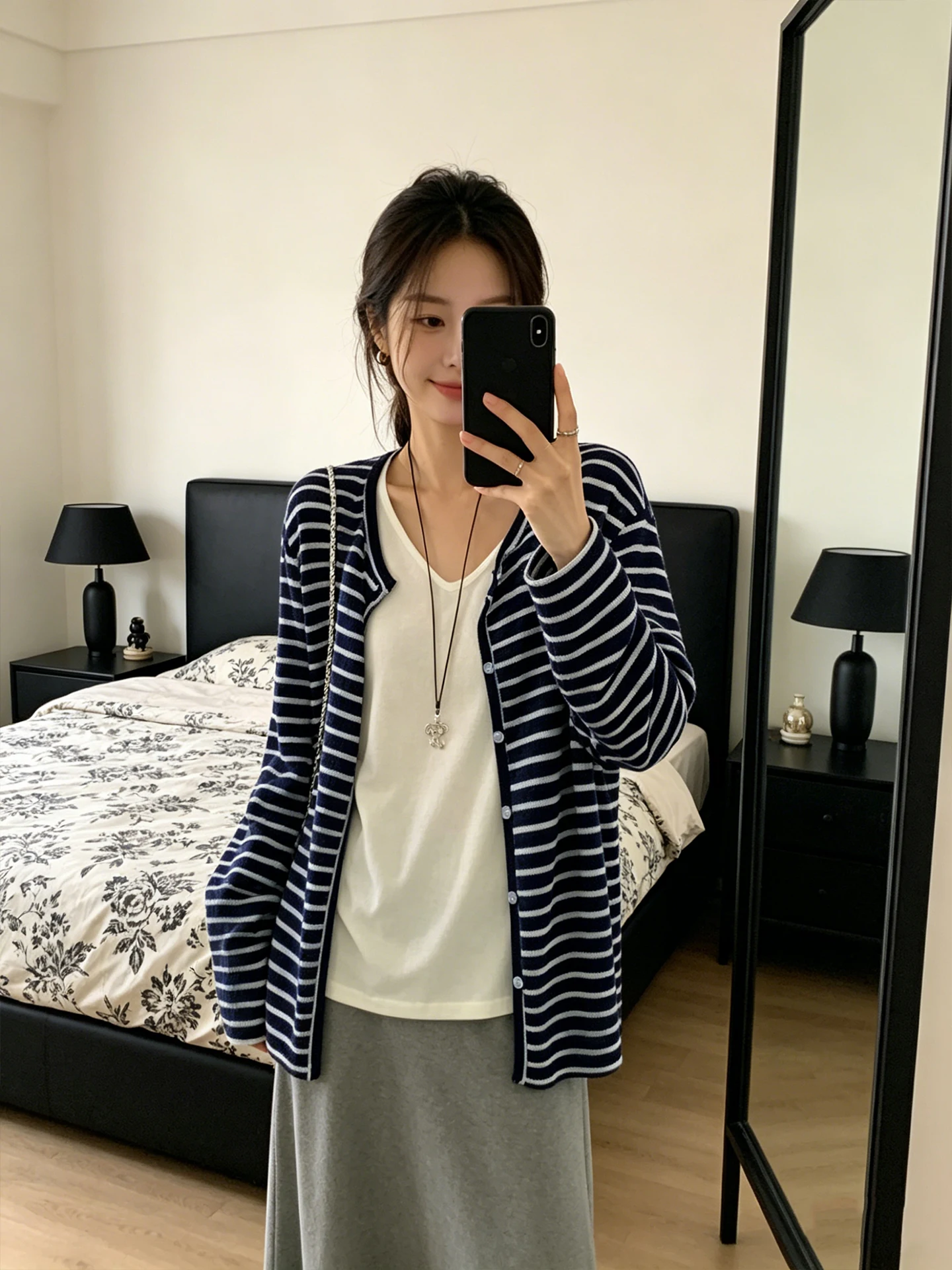 

Loose Fit Long Sleeve Knitted Cardigan Women's Thin Sun Protection Outerwear Casual Style Striped Open Front Top plus Size