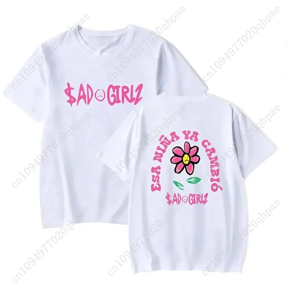 Camiseta juvenil Junior H Sadgirlz de 2 caras, camiseta de verano de manga corta unisex, ropa informal estilo hip hop de moda, top gráfico informal para hombres