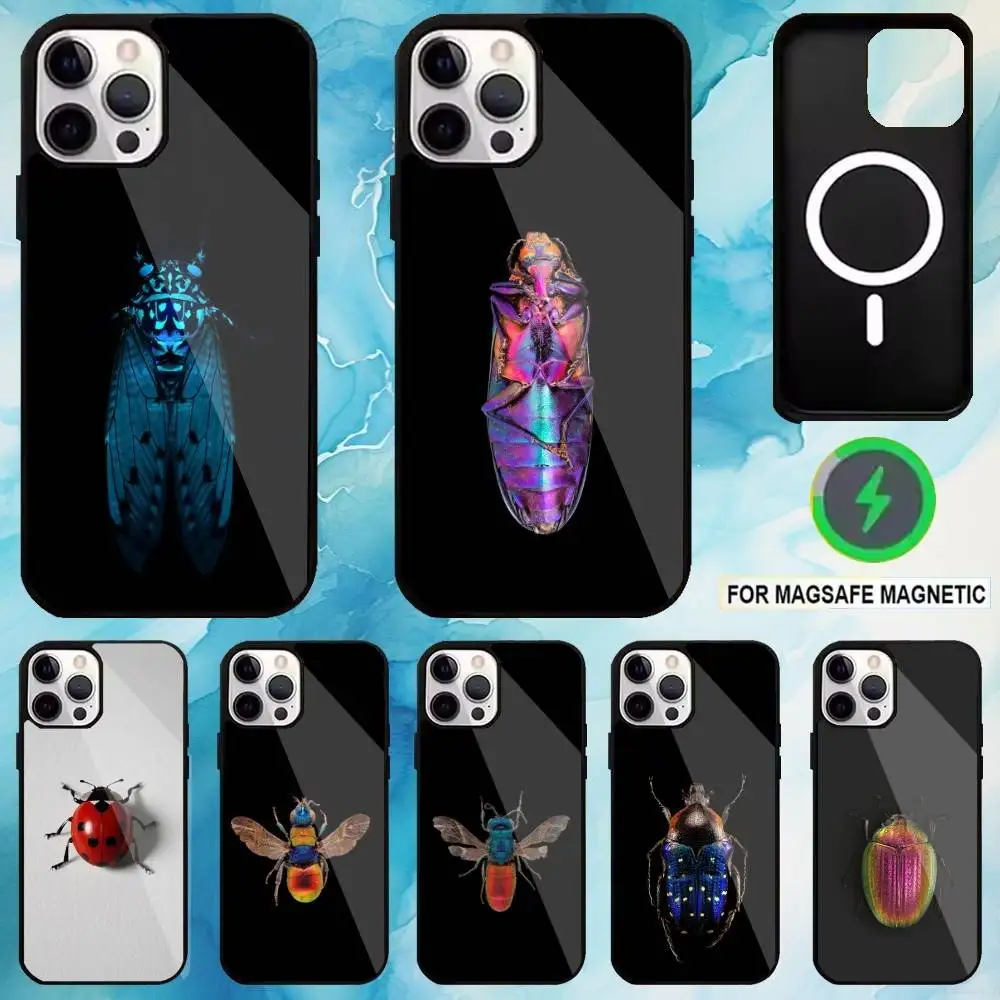 

Colorful Insects Phone Case For iPhone17,16,15,14,13,12,11 Plus,Pro Max Magnetic For Magsafe Wireless Charging