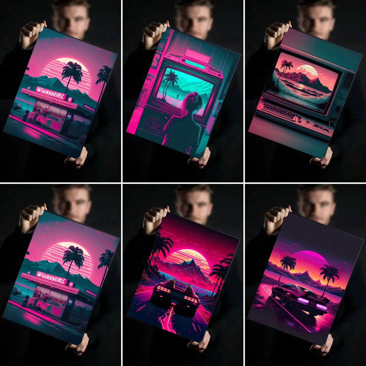 

Punk Style Poster Synthwave Vaporwave Car Sunset Wall Art Modern Canvas Painting For Home Living Room Decor Pictures Prints