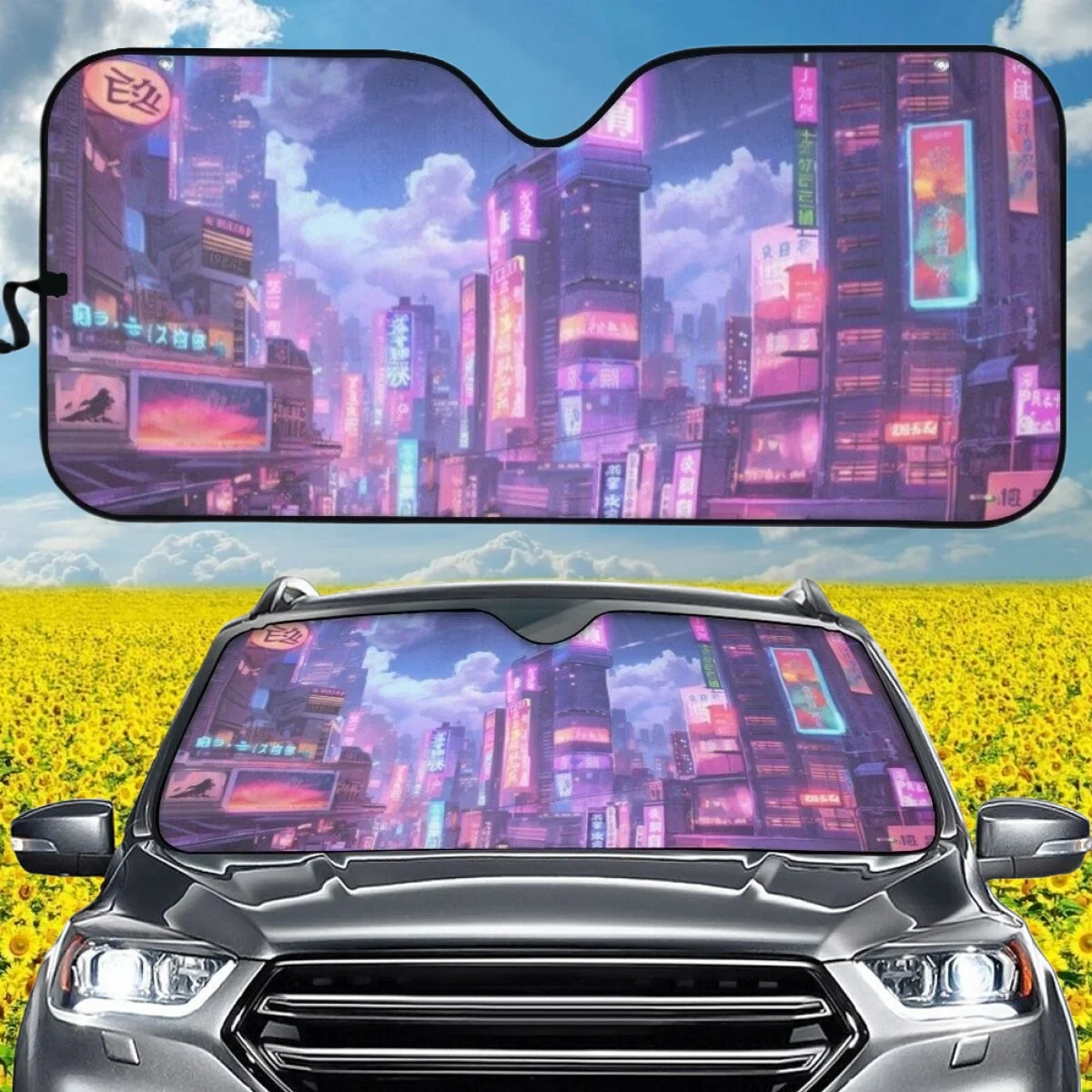 Car Sun Shade Gradient Color Loneliness City for Woman Men Comfort Material High Quality Washable Windshield Covers Brand Design