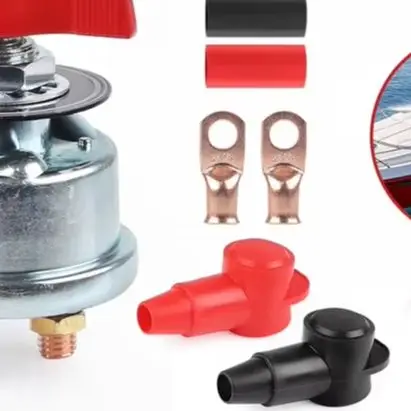 

High Current Battery Disconnect Switch Power Off Switch Copper Terminals Heat Shrink Tubing Rubber Sleeves 300A For Car RV
