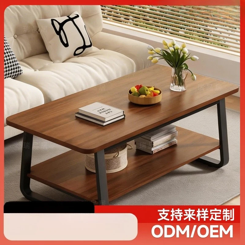 Coffee table living room household 2026 new office small apartment tea table modern simple rental house double-layer coffee