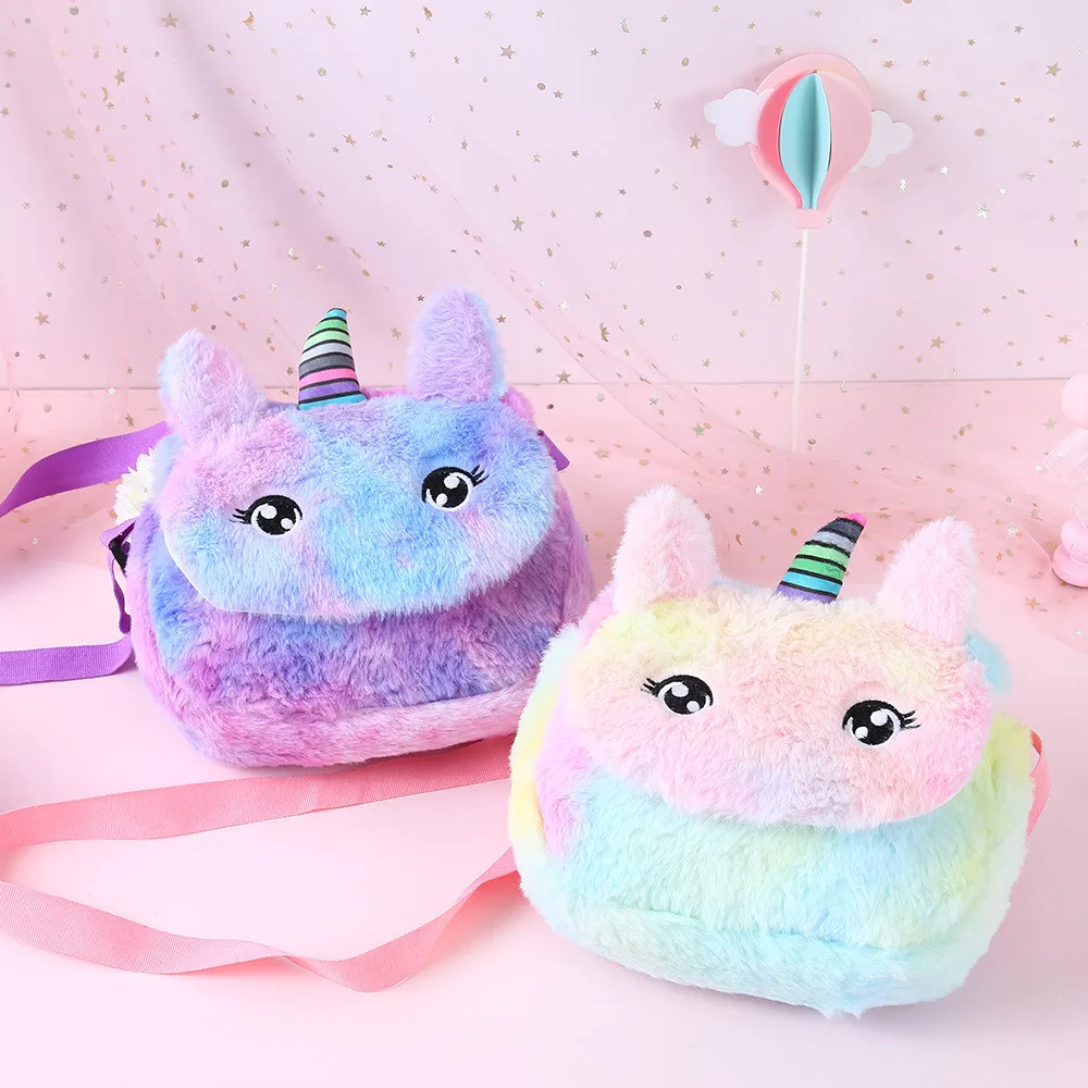 New Fashion Children Girls Shoulder Bag Cute Unicorn Animals Messenger Bag Kids Keys Coin Purse Cute Princess Mini Handbag