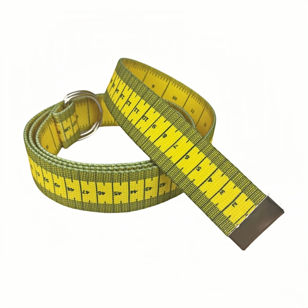 Novelty Yellow Measuring Tape Belt with Double Ring Buckle Women Men Fabric Waistband Trendy Y2K Jeans Pants Accessory Unisex