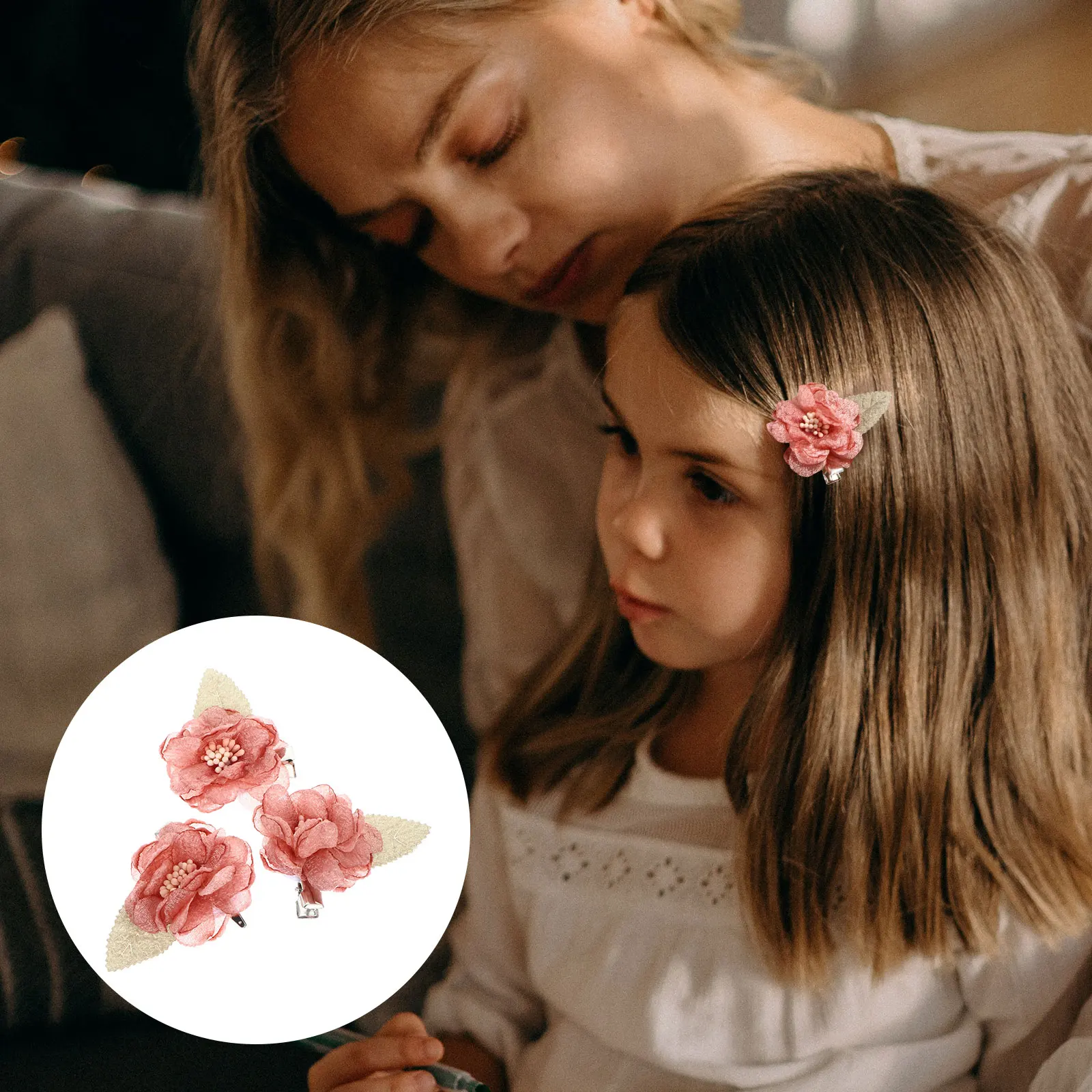

3Pcs Mesh Flower Hair Clips Bright Colors Realistic Flowers Children Accessories Girls Ponytail Barrettes Silk Clamps Hair Care