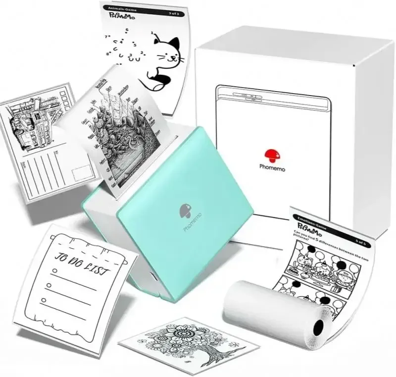

Phomemo wireless small printer mini printer machine M02 thermal portable photo printer for photos/stickers/notes printing