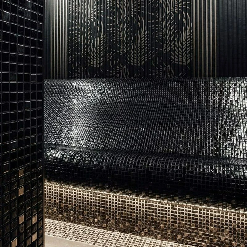 Black Glass Mosaic Pure Black Whole Body Tile Bathroom Bathroom Kitchen Dining Room Wall Tile Balcony Non-slip Floor Tile
