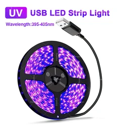 UV Led Strip Light USB 5V Flexible Ribbon Tape 395-405nm Ultraviolet Back Light Strip Pet Urine Scorpion Detector Party UV Lamp