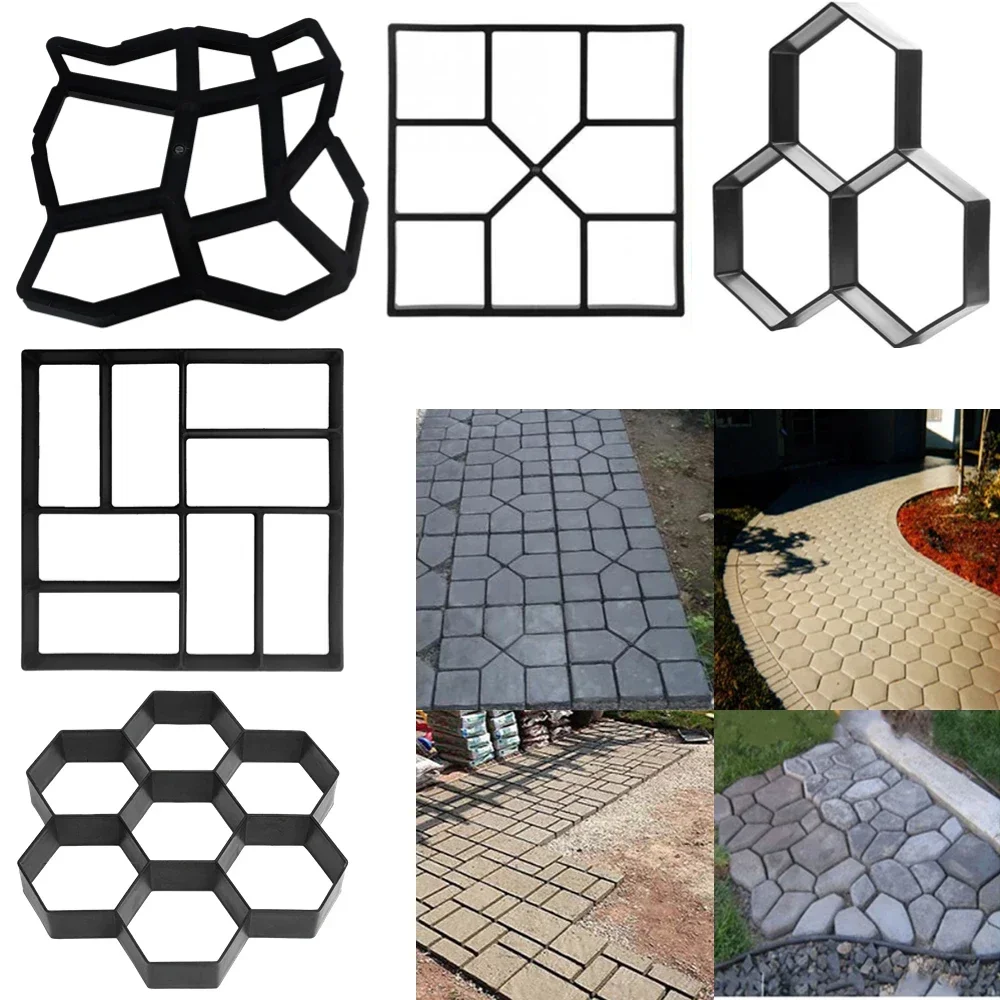 DIY Path Maker Paver Molds Stone Brick Concrete Mold Concrete Cement Walk Garden Path Paving Paver Reusable Patio Molds Paviment