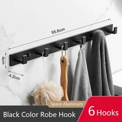 Bathroom Hardware Robe Hooks Matte Black/Gun Grey Color Wall Mounted Clothes Coat Hanger Towel Storage Space Aluminum FR203