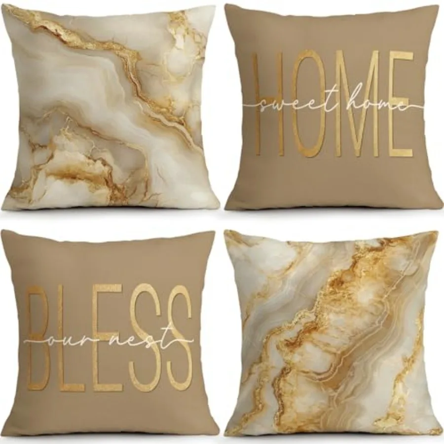 

Decorative Throw Pillow Covers 18 × 18 in, Set of 4, Couch Cushion Cases Inserts for Sofa Bed Living Room Home Decor, Single-Si