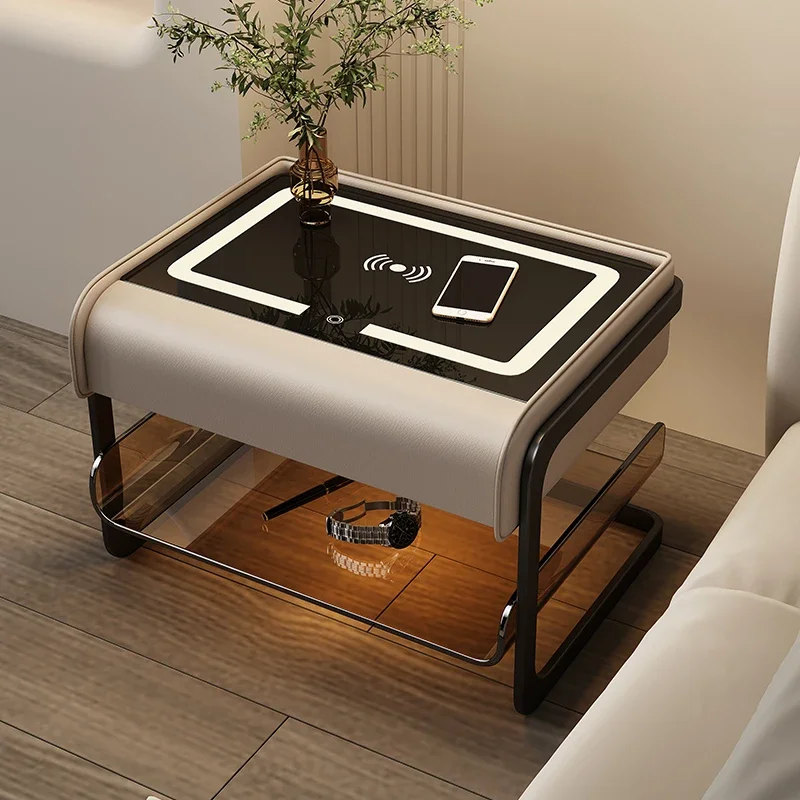

Modern Fingerprint Nightstands Ports Led Unique Luxury Smart Bedsides Table Cool Stuff Nordic Mesitas De Noche Home Furniture
