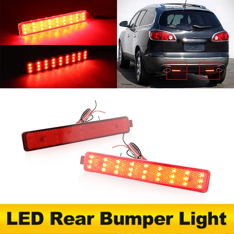 2PCS LED Rear Bumper Reflector Lights For Buick Enclave Cadillac CTS Chevrolet Equinnox Trailblazer GMC Acadia Pontiac 25805313