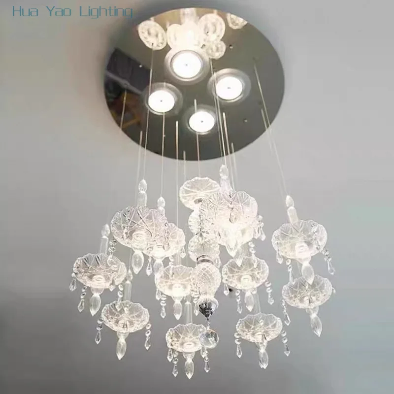 Luxury dining Room Bedroom Living room Candlelit limelight LED fairy K9 crystal pendant light