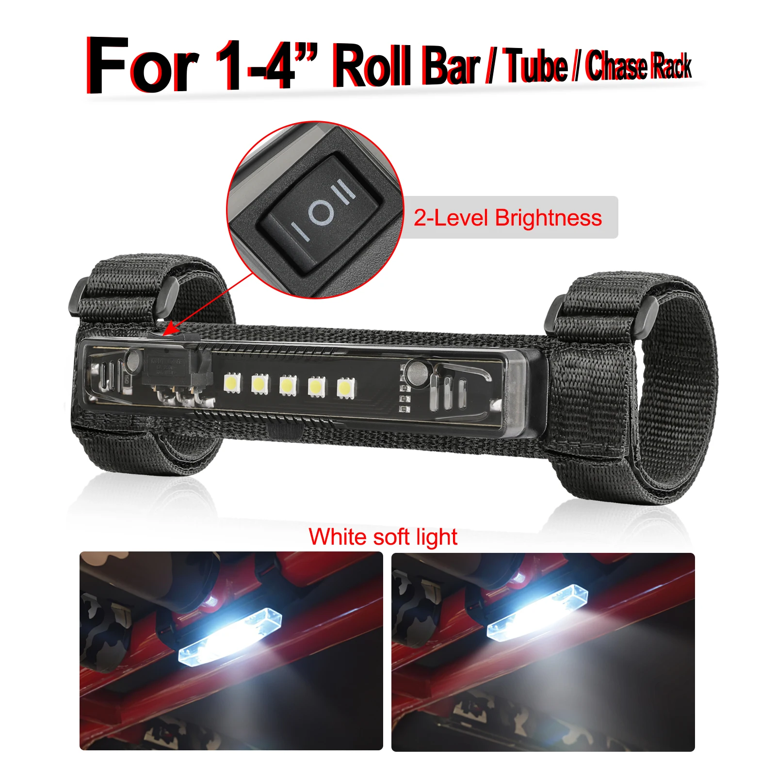 

High Quality LED Dome Reading Light For Segway Fugleman UT10 Crew Cab 2022-2025 UTV Interior Dome Light Universal Roll Bar Mount