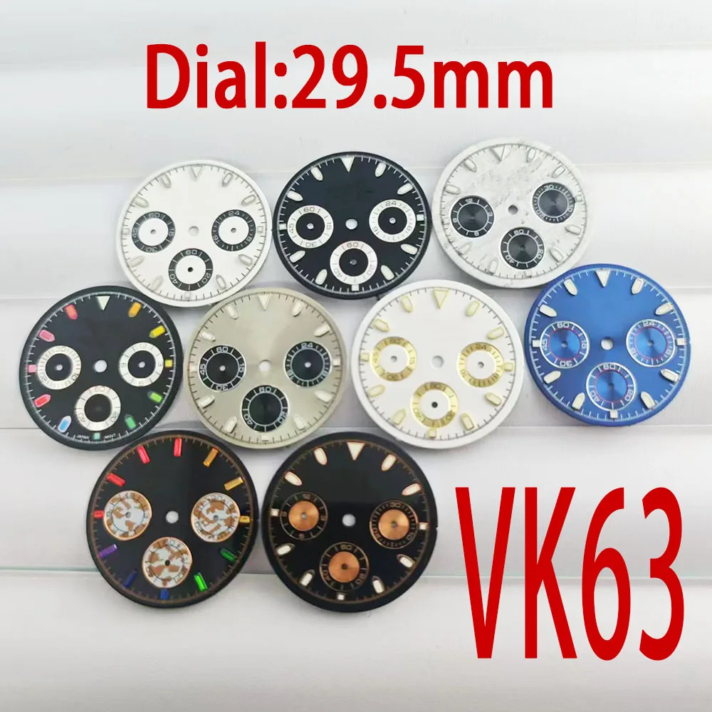 VK63 Watch 29.5mm dial Green Glow-in-the Dark is a men's watch accessory for the VK63 automatic movement case strap