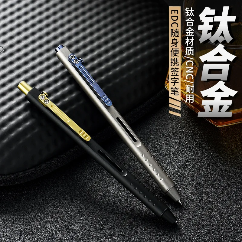 

New Titanium Alloy Tactical Pen EDC Press Type Business Writing Tool Premium Gift for Outdoor Camping Hiking Enthusiasts