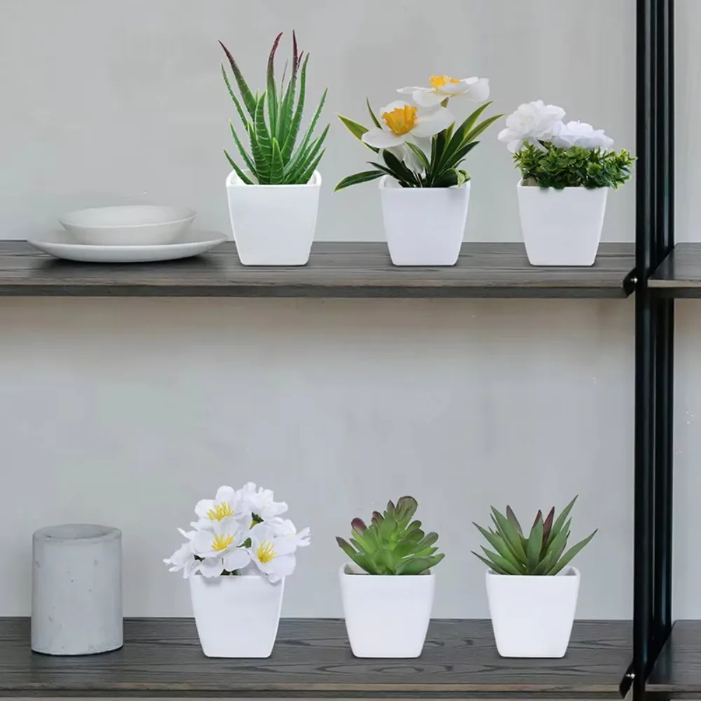 6 Stück, künstliche Pflanzen, kleine Bonsai, DIY-Bastelarbeiten, Dekoration für Schreibtisch, Fensterbrett, Regal, Dekorationsobjekt. – Detail 6