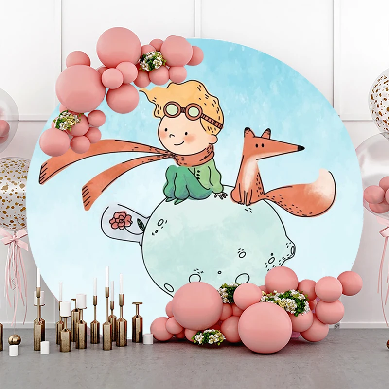 Round Backdrop Cover Le Petit Prince Decoration Birthday Boys Party Fairy Tale Little Prince Rose Fox Circle Background Cloth