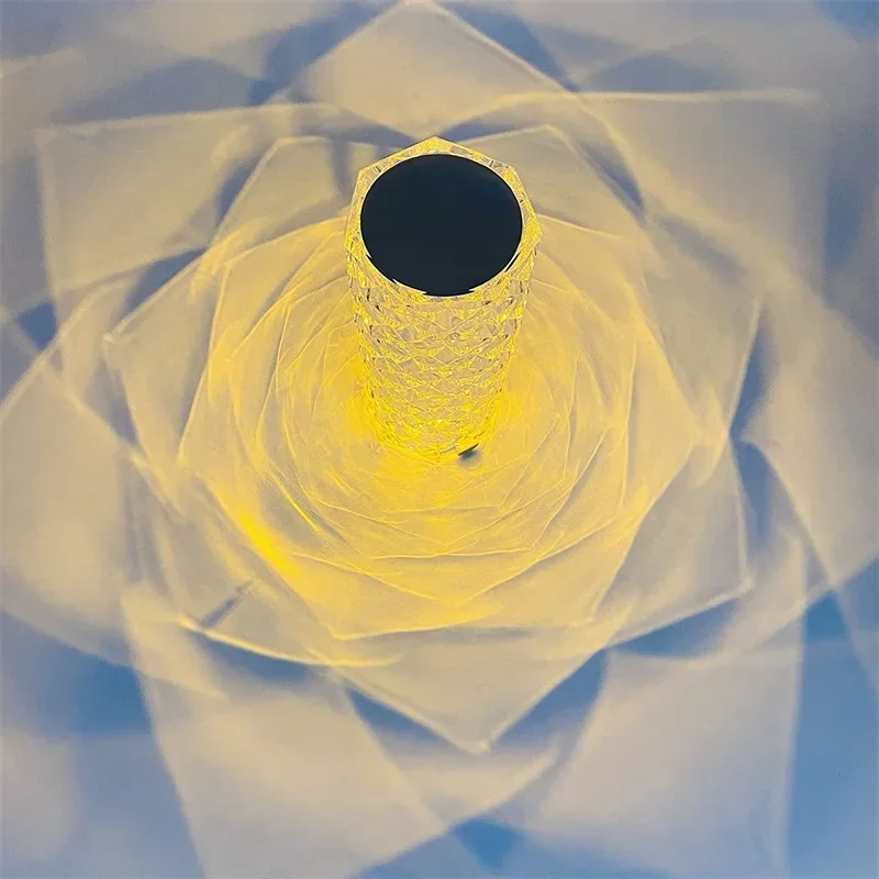 Crystal Table Lamp for Bedroom Touch/Remote Dimmable 16 Colors USB LED Night Light Bedside Diamond Rose Design