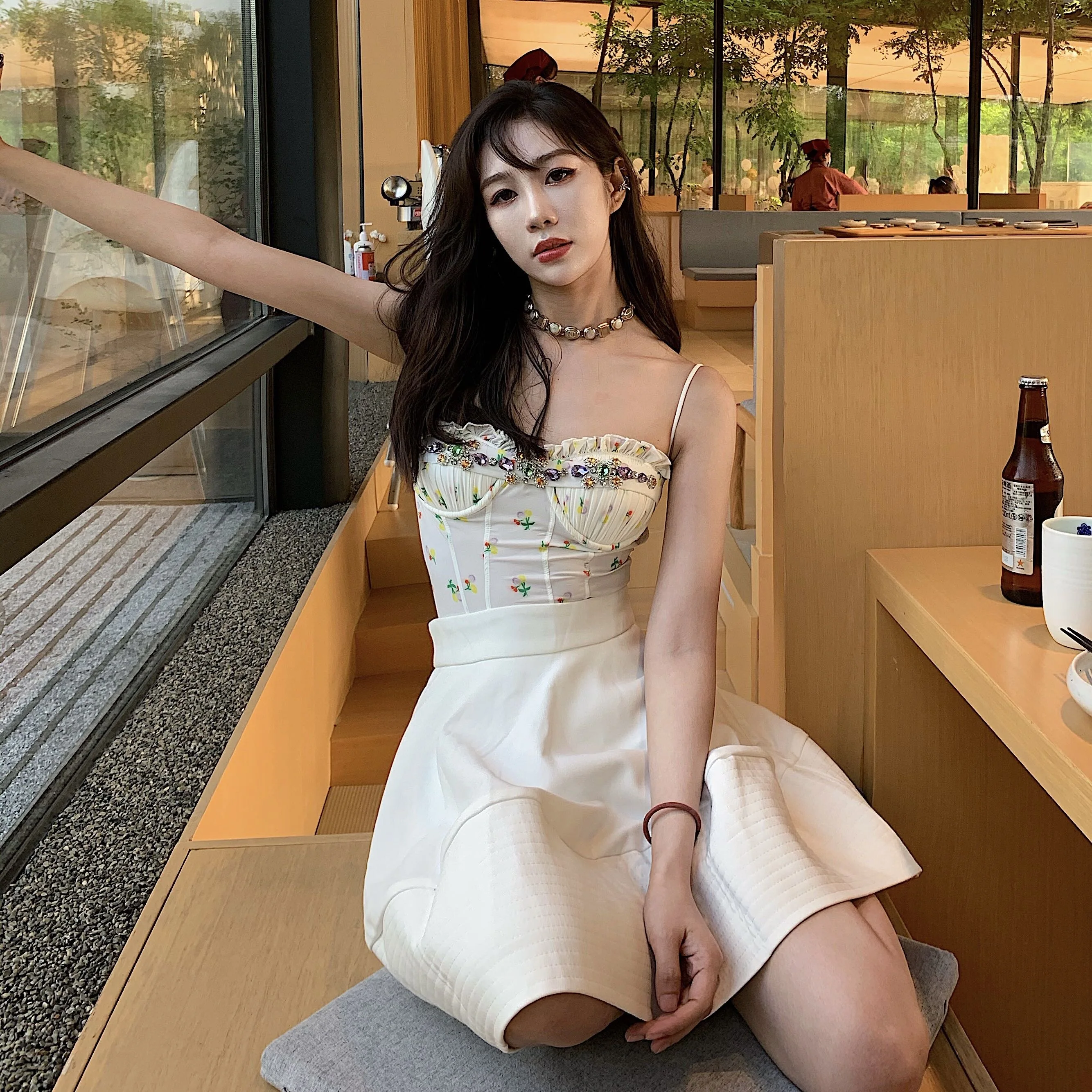 

Юбка Amor с высокой талией, пышная, винтажная, белая, для офиса, А-силуэт, короткая, летняя, модная, женская