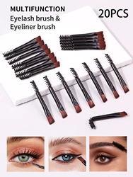 20 pcs Mini Two -headed Eyebrow Brush Spiral Diagonal Corner Makeup Brush  Easy To Carry Beautiful Makeup Tools Beauty