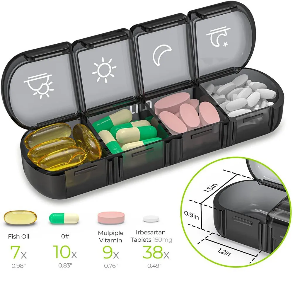 Pill Box 7 Days Organizer 21/14 Grids 3 Times One Day Portable Travel with Large Compartments for Vitamins Medicine Fish Oils