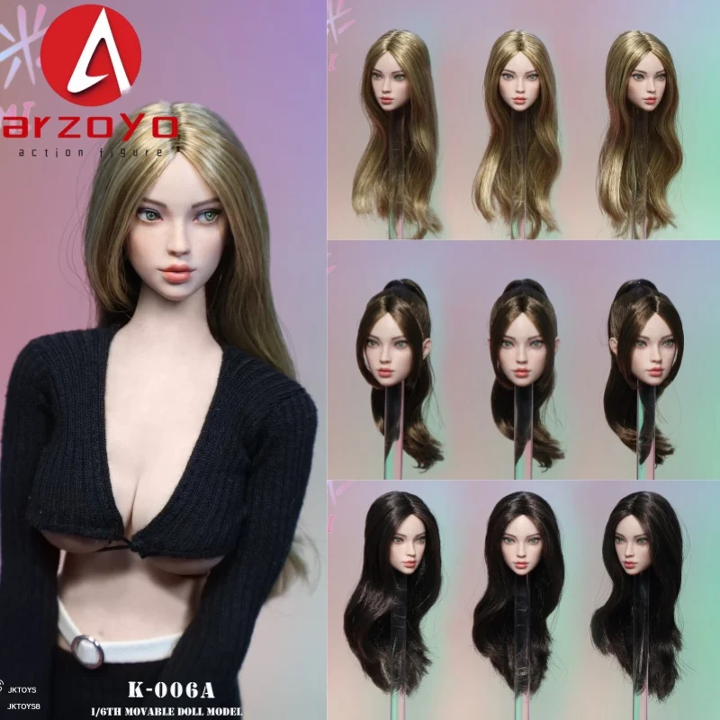 

IN STOCK JKTOYS K-006 1/6 Movable Eyes Asian Sweet Girl Yumi Head Sculpt Carving Fit 12'' Female Soldier Action Figure Body