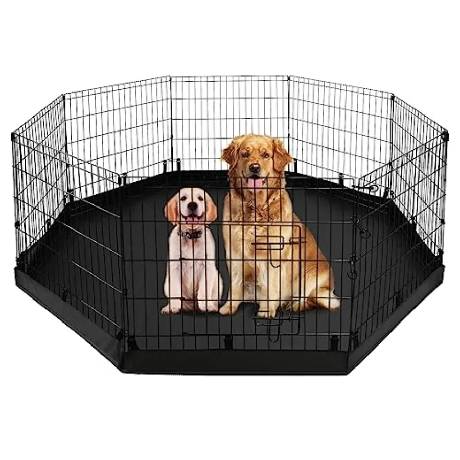 

Dog Playpen with Bottom Pad - Metal Foldable Exercise Pen 24" H x 24" W Indoor Outdoor Pet Fence Puppy Crate Kennel