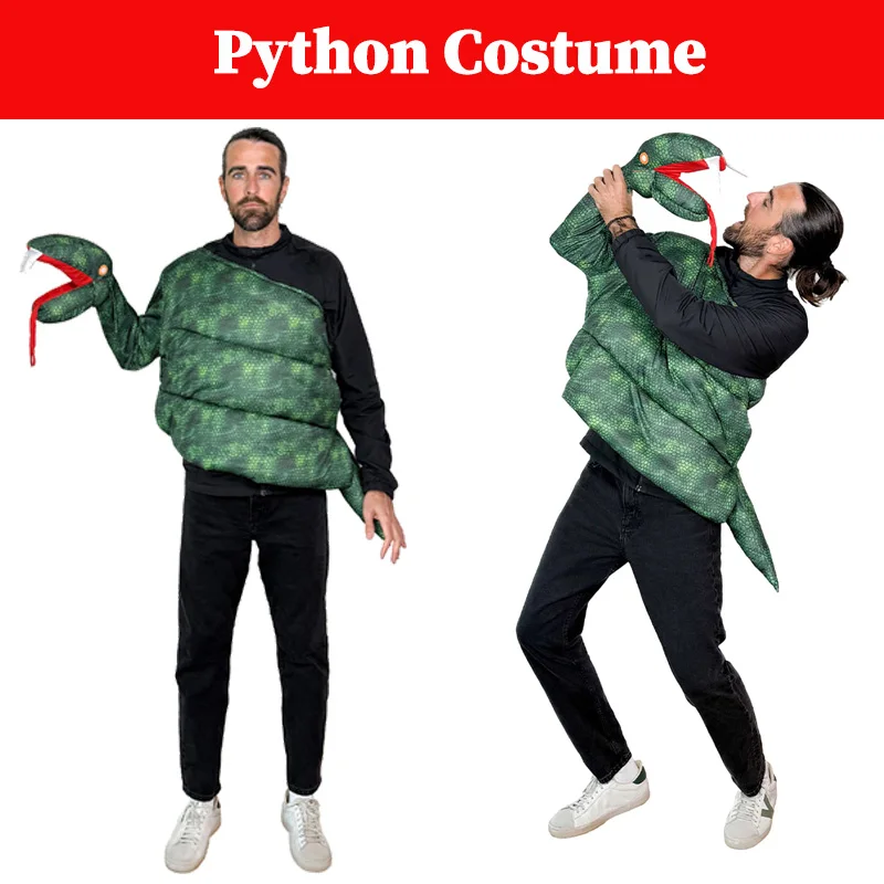 

Adult Men Women Halloween Python Cosplay Costume Funny Party Carnival Clothing Unisex Disguise Roleplay Events Fantasia Outfits